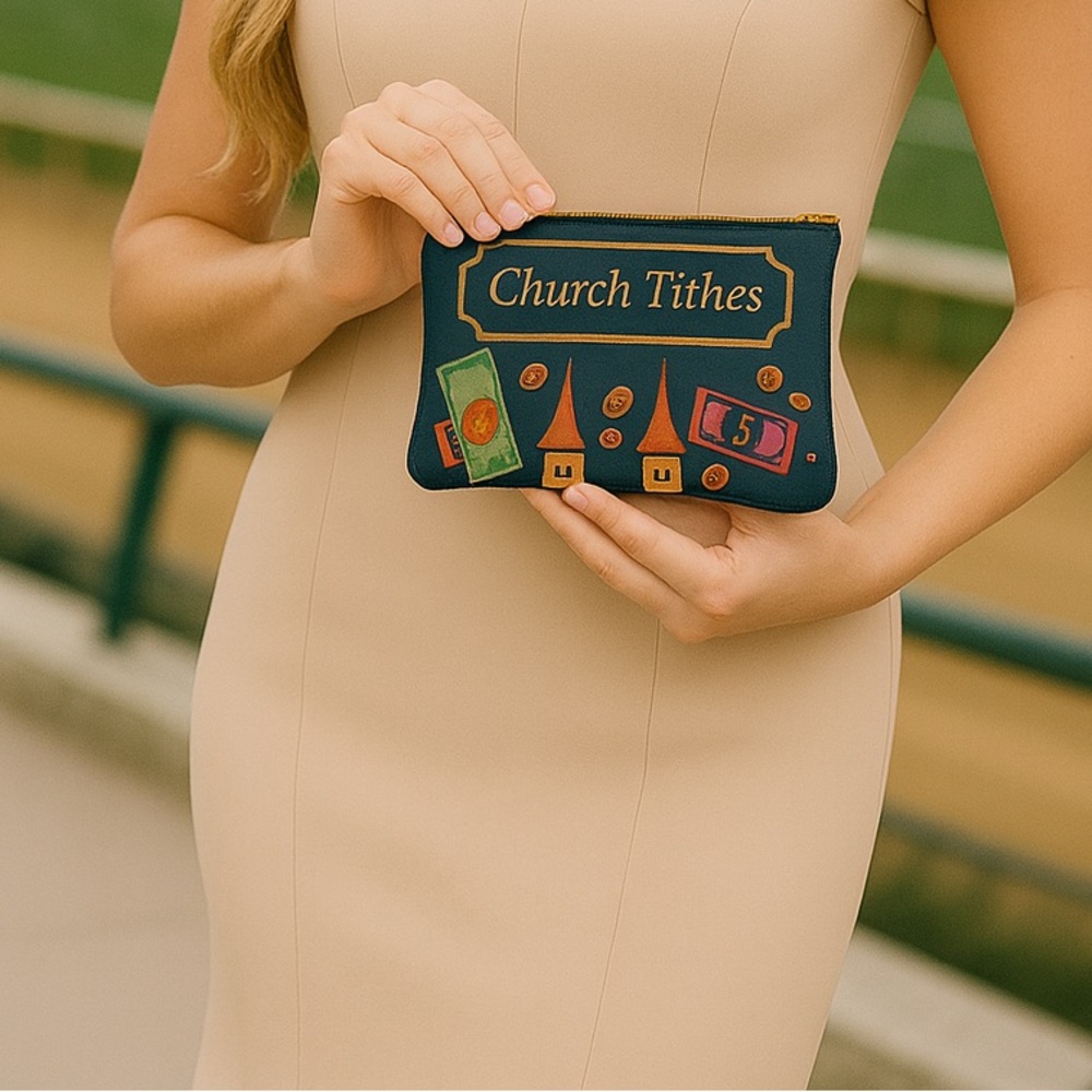Church Tithes Small Leather Clutch – Kentucky Derby Day Statement Bag KY Oaks